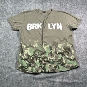 Bushwick Mens Camo Baseball Style Short Sleeve‎ Brklyn Jersey Shirt Size Xl